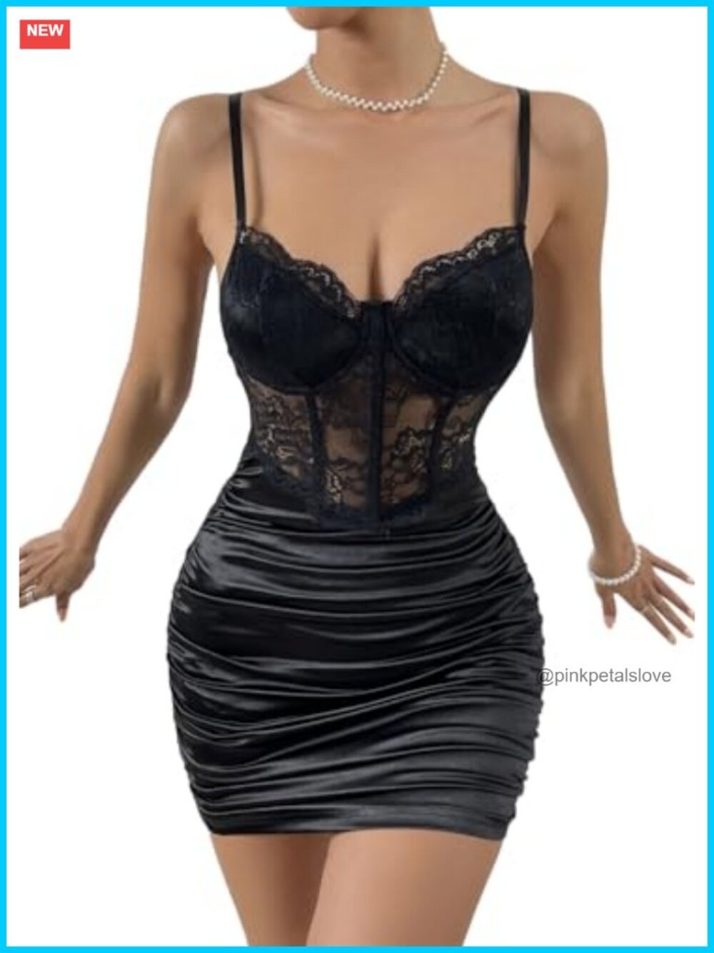 Women's Mesh Corset Mini Dress Sleeveless Satin Ruched Bodycon Party Dress